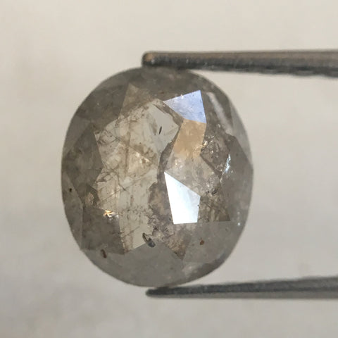 0.95 Ct Oval Cut Fancy Gray Color Natural Loose Diamond, 7.15 mm X 6.25 mm X 2.50 mm Grey Oval Shape Rose Cut Natural Loose Diamond SJ36/03