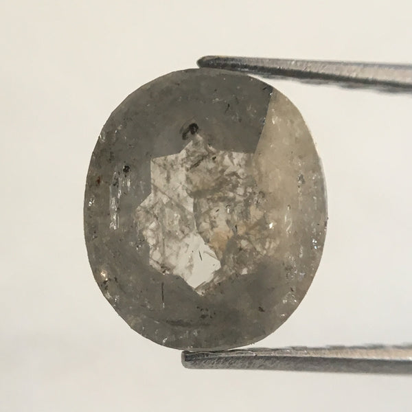 0.95 Ct Oval Cut Fancy Gray Color Natural Loose Diamond, 7.15 mm X 6.25 mm X 2.50 mm Grey Oval Shape Rose Cut Natural Loose Diamond SJ36/03
