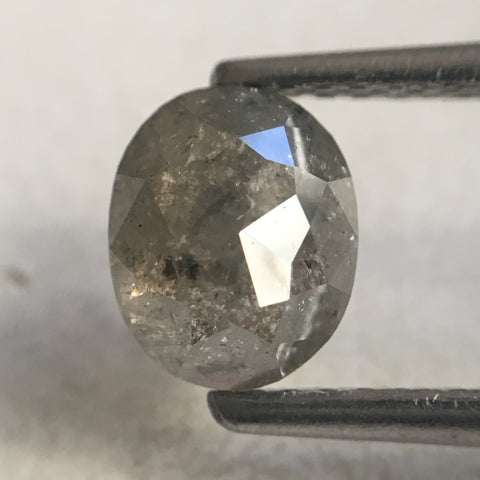 1.24 Ct Oval Cut Fancy Gray Color Natural Loose Diamond, 6.85 mm X 5.60 mm X 3.40 mm Grey Oval Shape Rose Cut Natural Loose Diamond SJ36/21