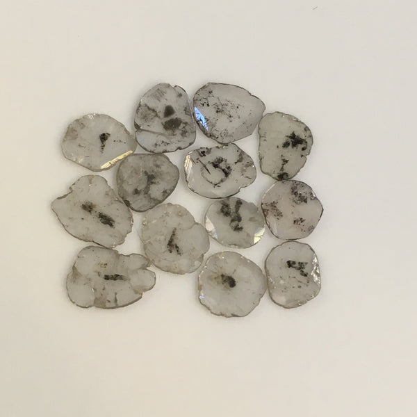 13 Pcs Slice Natural Loose Diamond, Polki Diamond, 2.68 Ct 5.60 mm to 8.20 mm Approx, Grey Color Slice Diamond , Free Shipping SJ37/16