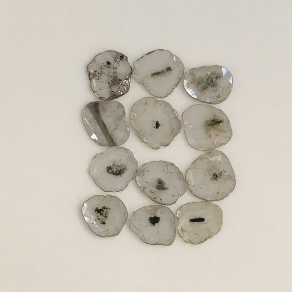 12 Pcs Slice Natural Loose Diamond, Polki Diamond, 2.15 Ct 5.60 mm to 6.50 mm Approx, Grey Color Slice Diamond , Free Shipping SJ37/17