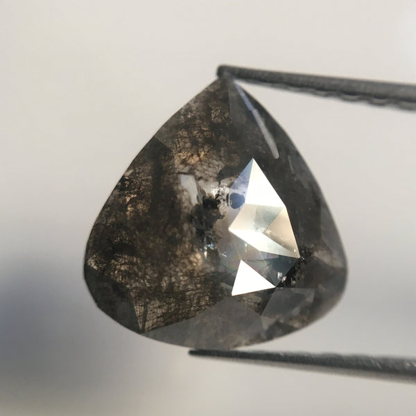 2.25 Ct Natural Loose Diamond 10.55 mm X 10.15 mm x 2.70 mm Fancy Dark Grey Color Full Cut Pear Natural Loose Diamond for Jewellery SJ26/16
