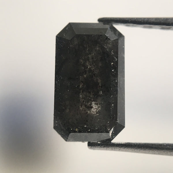 1.15 Ct Black Grey Natural Emerald Shape loose Diamond, 7.50 mm X 4.45 mm x 3.15 mm Polished Diamond best for engagement rings SJ26/18