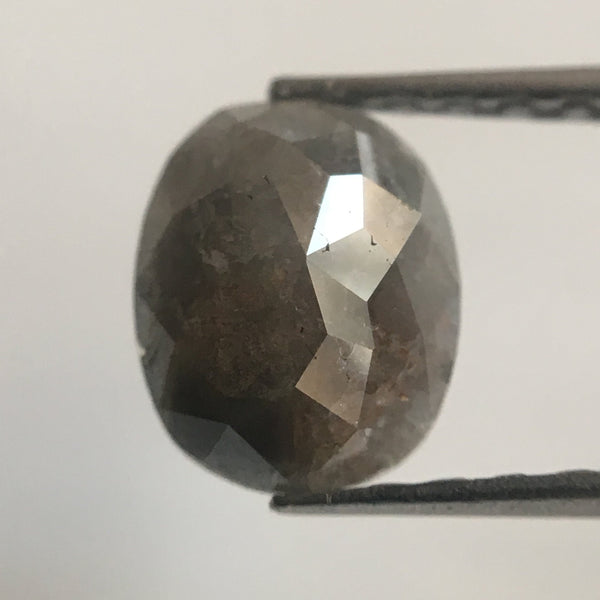 0.99 Ct Natural Dark Gray Oval Shape Rose cut Diamond, 7.39 mm X 5.97 mm X 2.70 mm Beautiful sparkling Natural Loose Diamond AJ02/24