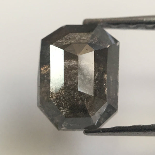 0.90 Ct Natural Dark Gray Emerald Shape Natural Loose Diamond, 6.40 mm X 4.93 mm X 2.77 mm Beautiful sparkling Natural Diamond AJ02/32