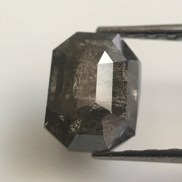 0.90 Ct Natural Dark Gray Emerald Shape Natural Loose Diamond, 6.40 mm X 4.93 mm X 2.77 mm Beautiful sparkling Natural Diamond AJ02/32