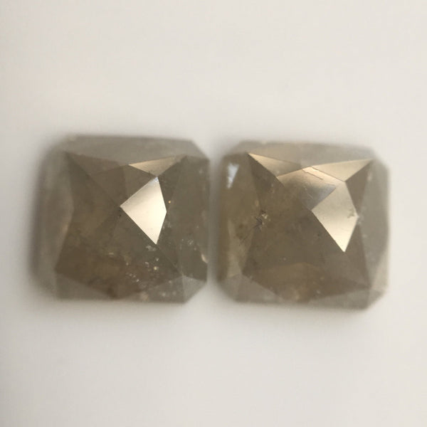 Pair 2.36 Ct Fancy Grey Color Emerald Shape 6.25 mm X 6.21 mm X 2.99 mm Natural Loose Diamond Excellent Diamond AJ03/04
