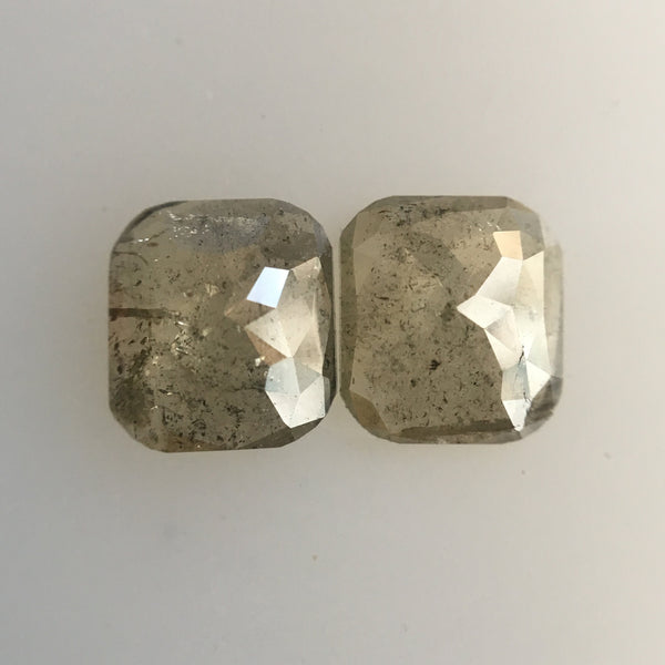 Pair 1.27 Ct Natural Gray Cushion Shape Rose cut Diamond 6.23 mm X 5.60 mm X 1.93 mm Beautiful sparkling Diamond perfect for Jewelry AJ03/15