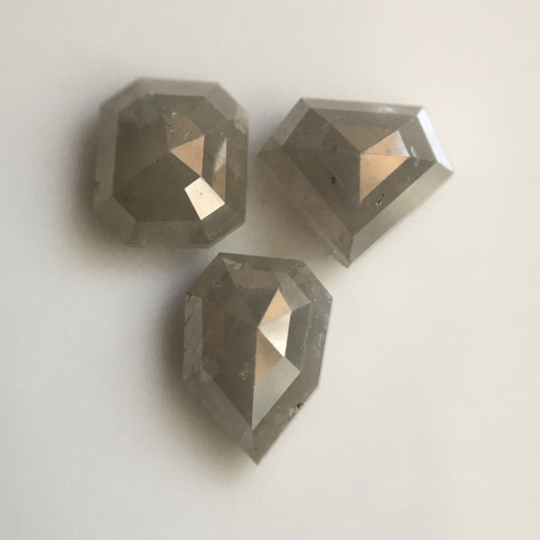 2.43 Ct 3 Pcs Natural Light Gray Color Mix Shape Loose Diamond, Beautiful sparkling faceted Diamond perfect for Jewelry AJ03/22