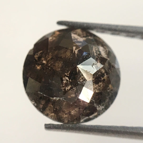 1.29 Ct 6.91 mm X 3.23 mm Natural Loose Dark Brown color Salt and Pepper Round Rose Cut Loose Diamond Use for Jewelry SJ06/15