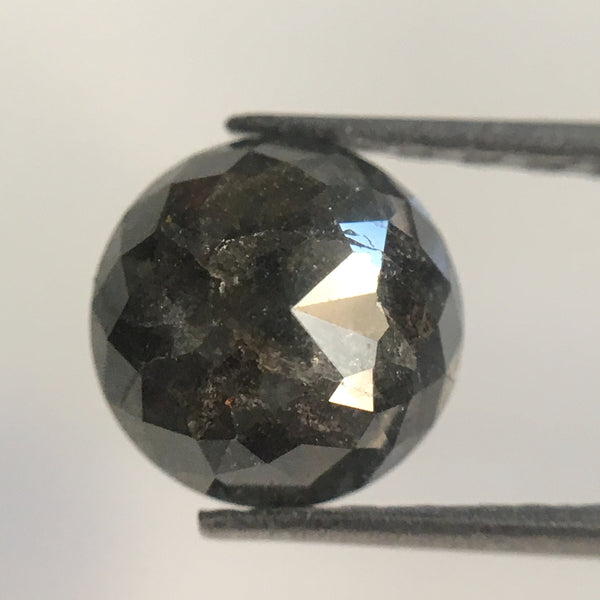 1.05 Ct 6.10 mm X 3.15 mm Natural Black color Salt and Pepper Round Shape Rose Cut Loose Diamond Use For Jewelry SJ06/17