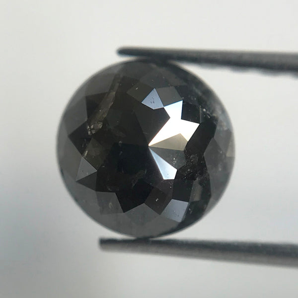 1.11 Ct Natural Loose Diamond Black color 6.09 mm X 3.51 mm Round Shape Rose Cut Loose Diamond, Salt and Pepper Loose Diamond SJ06/27