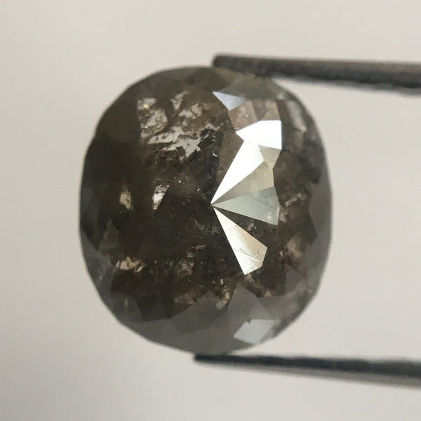 1.37 Ct Rose cut Natural Oval Shape Dark Grey Opaque Diamond 7.50 mm x 6.60 mm size Beautiful sparkling Natural Diamond for ring AJ04/32