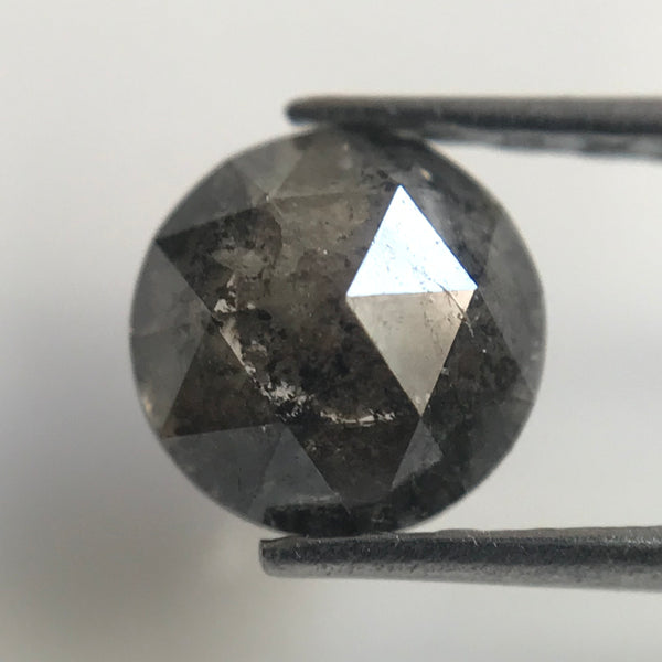 0.87 Ct Natural Loose Diamond Round Rose Cut Black Grey Color 5.46 mm X 3.27 mm Round Shape Rose Cut Natural Diamond  SJ06/57