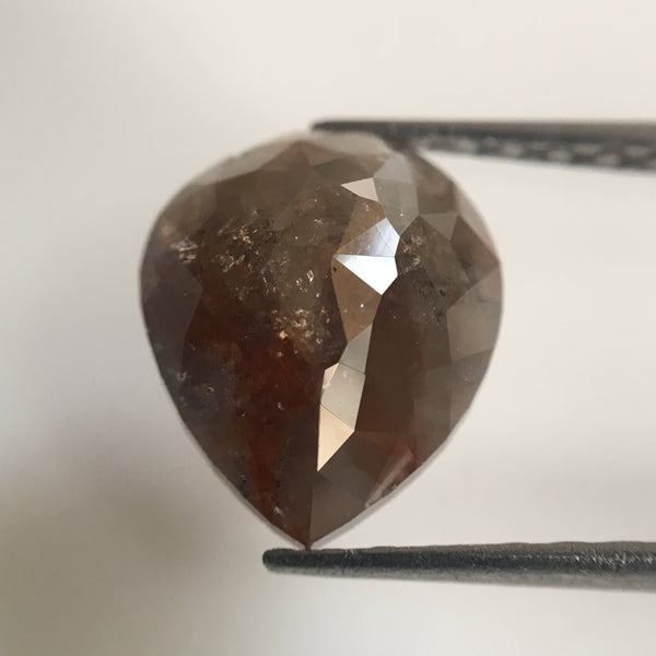 2.14 Ct Dark Brown Pear Shape Rose Cut Loose Natural Diamond 9.92 mm X 8.20 mm X 3.40 mm Fancy Rose Cut Pear Natural Loose Diamond AJ07/01