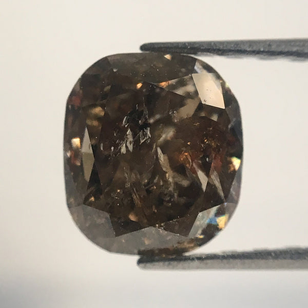 1.60 Ct Natural dark brown color loose diamonds, 6.73 mm x 6.00 mm x 4.54 mm cushion shape natural brown loose diamond use for ring AJ10/13