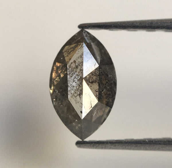 0.46 CT Grey Marquise Shaped Natural Brilliant Cut Loose Diamond, 6.47 mm x 3.92 mm x 2.51 mm Salt & pepper Rose Cut Loose Diamond SJ38/46