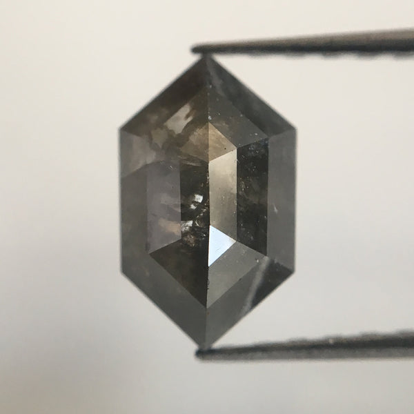 1.64 Ct Dark Gray Color Natural Hexagon Shape loose Diamond, 8.92 mm X 5.40 mm X 4.07 mm Salt and Pepper Natural Diamond for rings SJ38/68