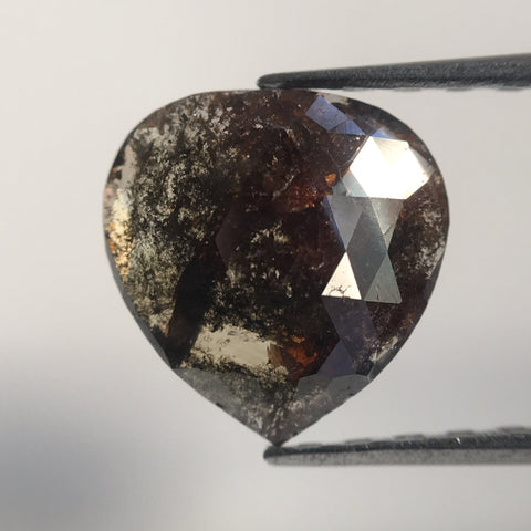 0.87 Ct Natural Pear Shape Dark Grey Rose cut loose Diamond, 7.54 mm x 7.35 mm x 1.80 mm Rose Cut Rustic Natural diamond for Ring AJ10/26