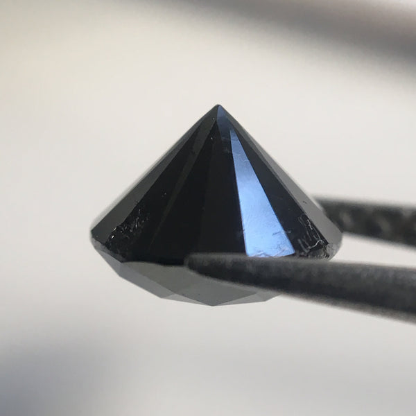 1.45 Ct Black Color Round Brilliant Cut Natural Loose diamond, 6.69 mm x 4.94 mm Black Natural Loose Diamond for Engagement for Ring AJ10/38
