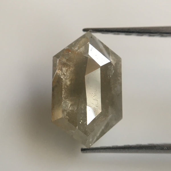 1.47 Ct Hexagon shape Natural Loose Diamond, 10.70 mm X 6.45 mm Fancy Grey Transparent Color Hexagon Cut diamond Use for Jewellery SJ17/09