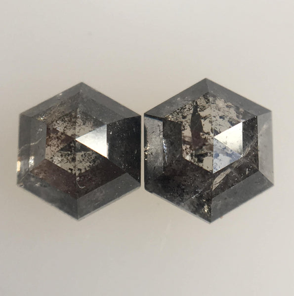 1.01 Ct Pair Hexagon Shape Natural Loose Diamond, 4.27 mm X 3.04 mm Salt and Pepper Hexagon Cut loose diamond for Jewellery making SJ40/04