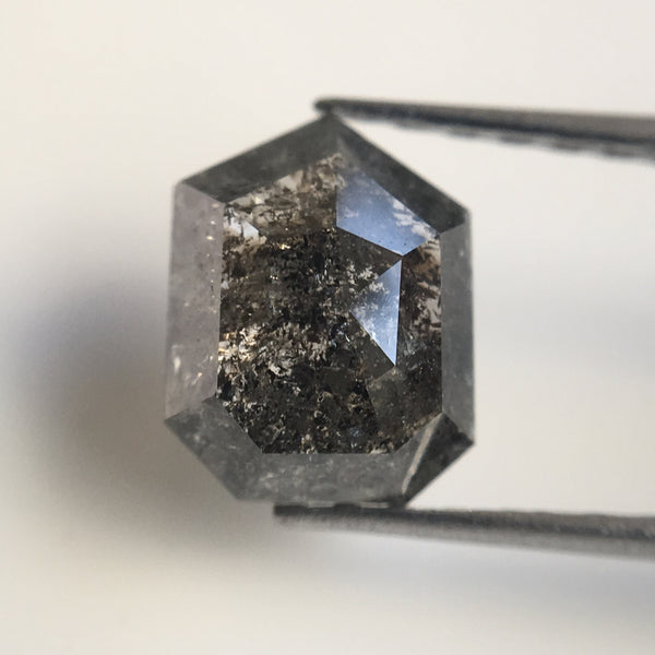 1.37 Ct Genuine Fancy Grey Black Color 8.10 mm X 6.30 mm Geometric shape Natural Loose Diamond Use for Jewelry making SJ18/07