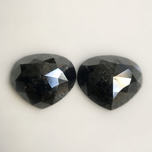 Pair of 2.58 Ct Pear Shape Black Color Rose Cut Loose diamond, 7.35 mm x 8.50 mm Pear cut natural black natural loose diamond SJ18/13