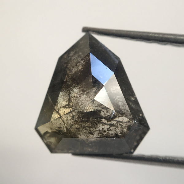 Natural loose Diamond Grey Black Color Pentagon Shape 2.00 Ct 9.35 mm X 8.85 mm, Polished Shield Diamond best for engagement ring SJ19/17