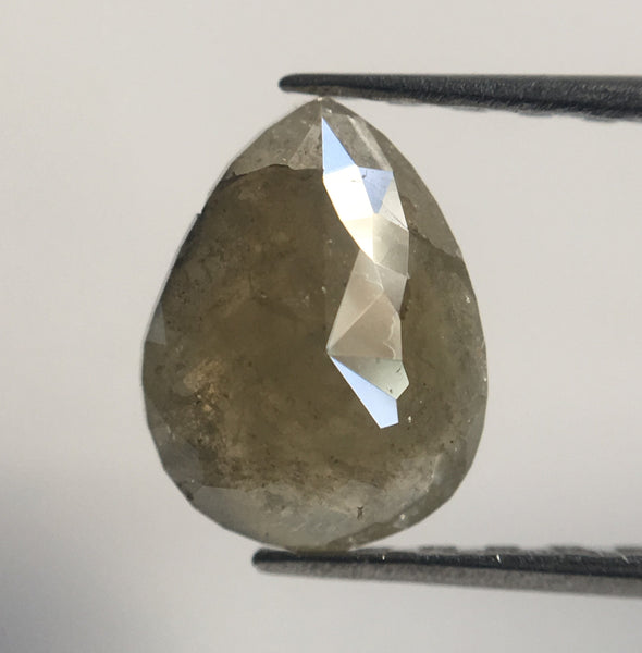 0.81 Ct Pear shape brownish grey rose cut natural loose diamond, 7.53 mm X 5.73 mm X 2.25 mm Rose Cut Natural Loose Diamond AJ12/02
