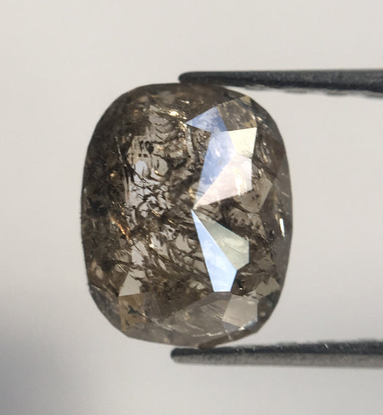 0.88 Ct Oval Shape Light Gray Rose cut Natural Loose Diamond, 7.03 mm X 5.79 mm X 2.49 mm Rose Cut Salt and Pepper Diamond AJ12/04