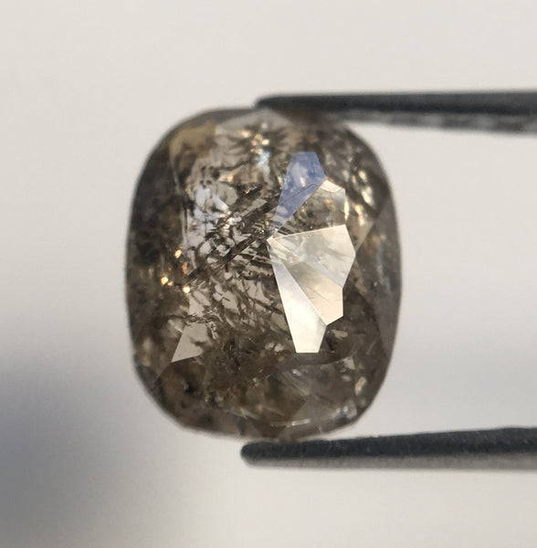 0.88 Ct Oval Shape Light Gray Rose cut Natural Loose Diamond, 7.03 mm X 5.79 mm X 2.49 mm Rose Cut Salt and Pepper Diamond AJ12/04