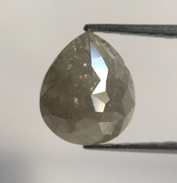 1.44 Ct Pear Shape Grey Color Rose cut Natural loose diamond, 6.91 mm X 5.83 mm X 4.00 mm Pear Cut Natural Loose Diamond AJ12/13