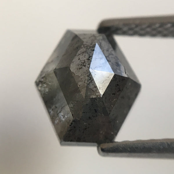 Natural Loose Diamond Elongated Hexagon Shape 2.01 Ct 8.10 mm X 7.20 mm, Fancy Dark Grey Hexagon Cut loose diamond Use for Jewellery SJ20/17
