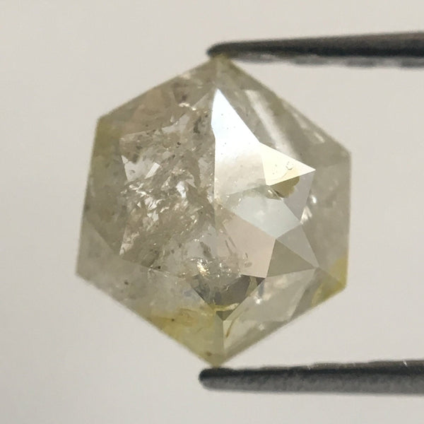 0.64 Ct Yellowish Gray Color Hexagon Cut Natural Loose Diamond, 6.15 mm X 5.54 mm X 2.46 mm Rose Cut Natural Diamond For Ring AJ12/18