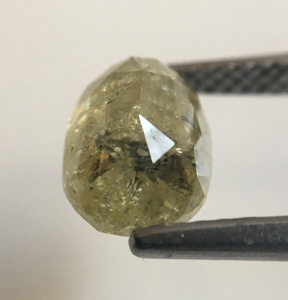 2.02 Ct Yellow Color Full Cut Oval Shape Natural Loose Diamond, 8.62 mm X 6.00 mm X 4.22 mm Rose Cut Natural Loose Diamond For Ring AJ12/29