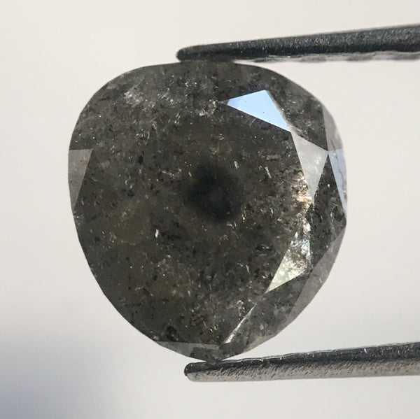 1.51 Ct Gray Black Color Fancy Shape Natural Loose Diamond, 6.98 mm X 6.57 mm X 4.08 mm Brilliant Pear Natural Loose Diamond AJ12/32
