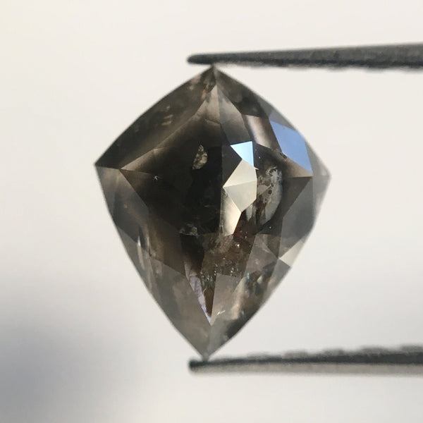 1.53 Ct Natural Shield Shape loose Diamond 8.40 mm X 6.90 mm Fancy Grey, Polished Diamond, Rose Cut Loose Diamond Perfect for Ring SJ21/07