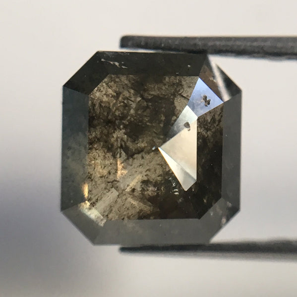 1.44 Ct Cut Natural Loose Diamond 6.40 mm X 6.00 mm Dark Grey Color, Fancy Black Natural Loose Diamond Use for Jewellery making SJ21/08