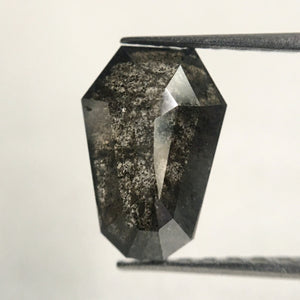 2.14 Ct Shield Shape Salt Pepper Rose Cut Gray Natural Loose Diamond 9.55 mm X 6.67 mm X 3.91 mm Gray Geometric Shape AJ12/45