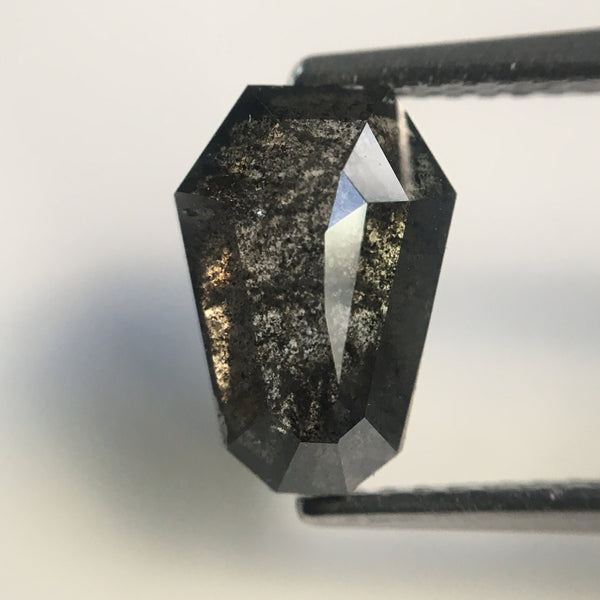 2.14 Ct Shield Shape Salt Pepper Rose Cut Gray Natural Loose Diamond 9.55 mm X 6.67 mm X 3.91 mm Gray Geometric Shape AJ12/45