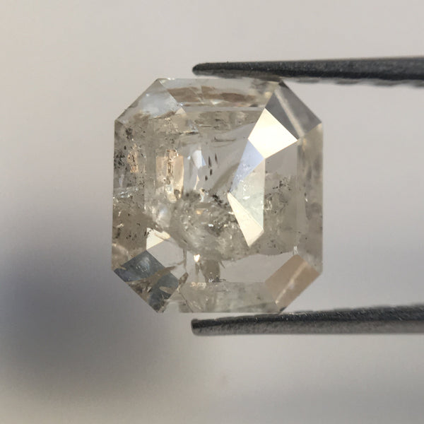 Pair 1.68 Ct Emerald Cut Natural Loose Diamond, 6.50 mm X 5.80 mm x 2.20 mm, Fancy Gray Emerald Loose Diamond SJ23-57