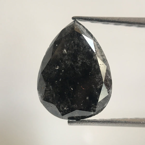 1.84 Ct Natural Loose Diamond 9.20 mm X 6.90 mm x 3.70 mm Fancy Dark Grey Color Full Cut Pear Natural Loose Diamond SJ26/06