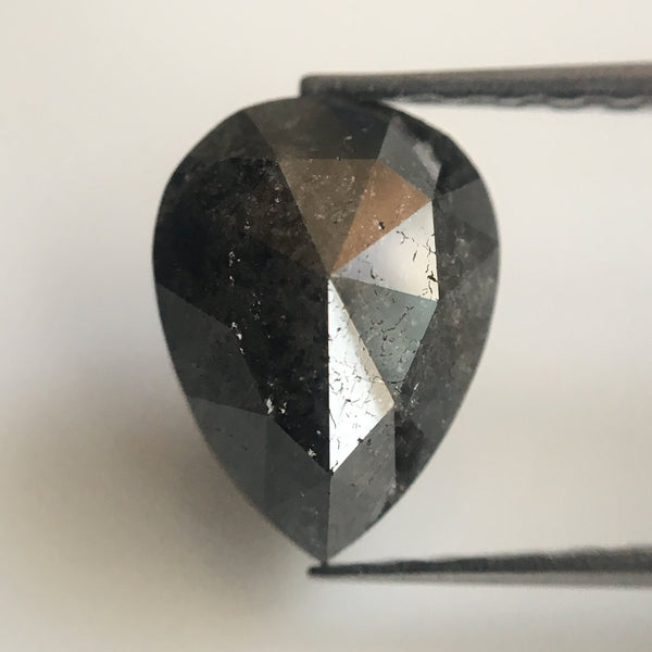 1.84 Ct Natural Loose Diamond 9.20 mm X 6.90 mm x 3.70 mm Fancy Dark Grey Color Full Cut Pear Natural Loose Diamond SJ26/06