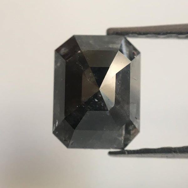 0.80 Ct Black Grey Natural Emerald Shape loose Diamond, Polished Diamond 6.15 mm X 4.80 mm x 2.80 mm best for engagement rings SJ26/10