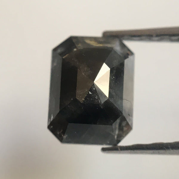 0.80 Ct Black Grey Natural Emerald Shape loose Diamond, Polished Diamond 6.15 mm X 4.80 mm x 2.80 mm best for engagement rings SJ26/10