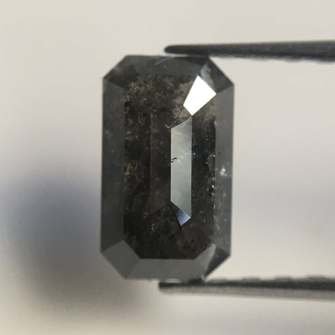1.15 Ct Black Grey Natural Emerald Shape loose Diamond, 7.50 mm X 4.45 mm x 3.15 mm Polished Diamond best for engagement rings SJ26/18