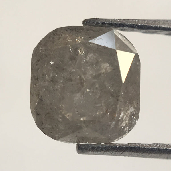 0.90 Ct Natural Cushion Shape Gray Color Loose Diamond, 5.30 mm x 4.95 mm x 3.80 mm Natural Cushion Shape Diamond perfect for Ring SJ26/27
