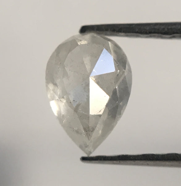 0.49 Ct Fancy Grey White Color Natural Loose Diamond, 5.90 mm X 4.20 mm x 2.85 mm Pear Cut Diamond, Rose Cut Pear Natural Diamond SJ29/10