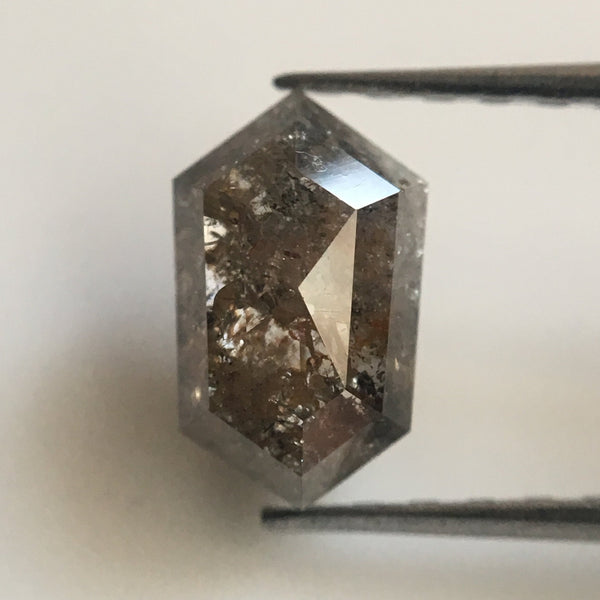 1.70 Dark Gray Color Geometric shape Natural Loose Diamond, 8.01 mm X 4.84 mm X 3.22 mm Hexagon Shape Loose Diamond AJ02/17